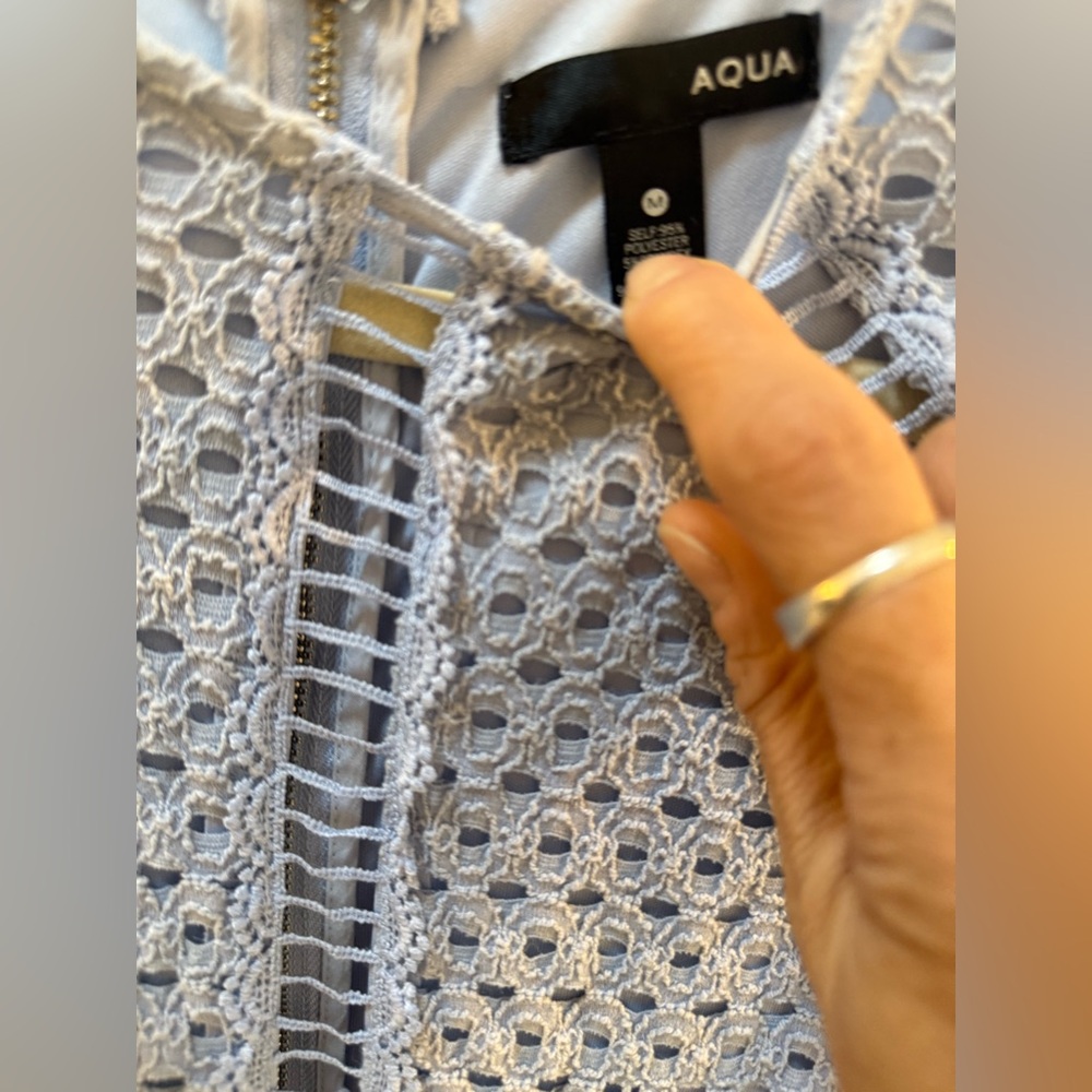 Aqua Blue Lace Dress with Crochet Detailing - Picture 8 of 14